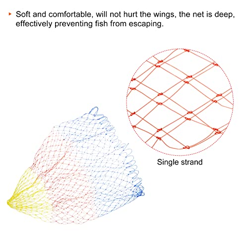 Fishing Net Replacement, Dia.17.7" Nylon Landing Net Replacement Mesh for Freshwater Saltwater Fishing, Multicolor