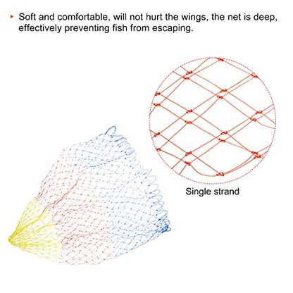 Fishing Net Replacement, Dia.17.7" Nylon Landing Net Replacement Mesh for Freshwater Saltwater Fishing, Multicolor