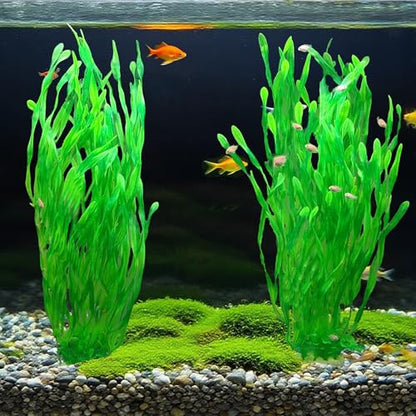 25.98 Inch Tall Aquarium Plants – 2 Pcs Fish Tank Plants Plastic, Large Lifelike Artificial Fish Tank Decorations, Durable & Safe for Freshwater/Saltwater Aquariums (Green (Style B))