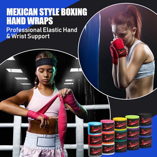 Jerify 15 Pairs Boxing Wraps Bulk for Hand 180‘' - color: Multicolor