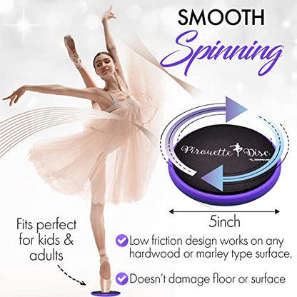 Ballet Pirouette Disc for Dancers and Turn Technique Training | Portable Training Disc to Improve Pirouettes, Releve, Balance and Control for Dance, Gymnastics and Ice Skating - color: Purple with box