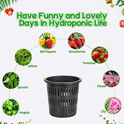 5 Inch Net Cups (12 Pack), Net Pots for Hydroponics, Orchids Mesh Baskets Pots Heavy Duty Hydroponics Supplies with Wide Lip - size: 5 Inch