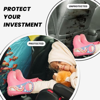 Fish Aquarium Car Kick Mats Backseat Organizer, 2 Pack Backseat Protector for Car, Heavy Duty Waterproof Seat Back Cover with 3 Mesh Pockets, Auto Seat Accecories for Pets Kids