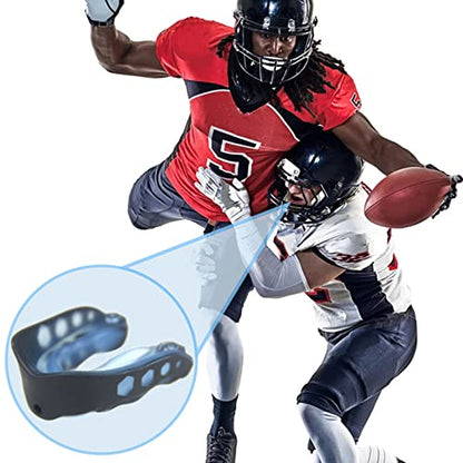 Football Mouthguard,4 Pack Braces Mouthguards with Strap Fit Youth, Sports Mouth Guard Youth and Adults Mouth Guard for Football, Boxing, Taekwondo, Sanda, Basketball, Lacrosse, Rugby Matches (Large)