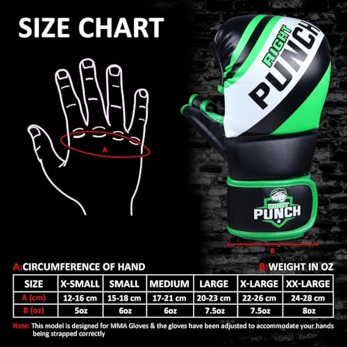Hybrid MMA Sparring Gloves for Grappling, Kickboxing, and Open Palm Martial Arts - color: Green, size: Medium