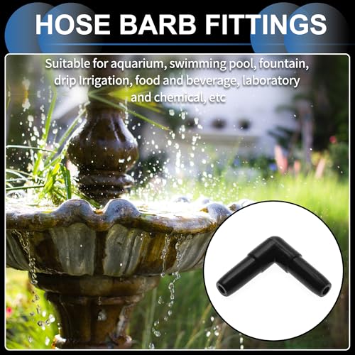 Plastic Hose Barb Fittings, 3/16" L Shaped 2 Way Barb Fitting Plastic Black, 10 Pcs - style: Elbow L