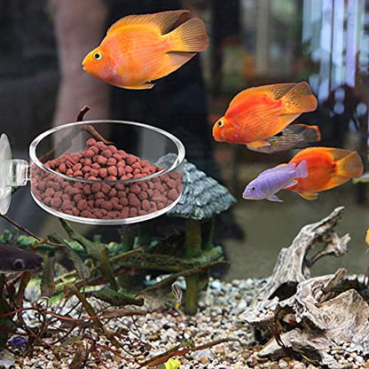 Aquarium Shrimp Feeder Dish Round Fish Tank Feeder Bowls Clear Aquarium Feeding Cup with Suction Cup - color: Clear-Round