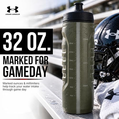 Under Armour Squeeze Water Bottles, 32 oz Water Bottles, Sideline Sports Water Bottle with Quick-Shot Lid, Quick & Easy Hydration, Gym Water Bottles, Squeeze Bottle, 1 32oz - color: Marine Green