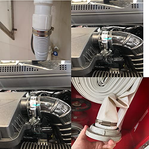 Hose Clamp, 10 Pack 304 Stainless Steel Adjustable 6-51mm Range Worm Gear Hose Clamp, Fuel Pipe Clamps for Automobiles, Pipelines and Mechanical Application