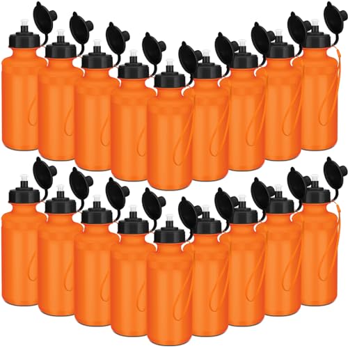 Zubebe 36 Pcs Sports Water Bottles Squeeze Bulk 21 oz | Reusable Plastic Water Bottles with Carry Strap, Back to School Supplies Summer Team Gifts for Students Travel Hiking Cycling - color: Orange