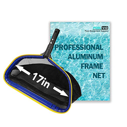 Pool Deep Skimmer Net with 3ft - 10ft 1.0mm Thick Adjustable Aluminum Pole & Fine Mesh Bag Leaf Skimmer Rake Net for Above Ground & Inground Swimming Pools, Removes All Debris - size: Pool Rake with Pole