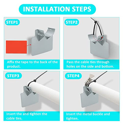 Swimming Pool Pipe Holders 3 PCS, Fits 1.5'(MAX) Above Ground Swimming Pool Hose Support Brackets, Prevent Pipe Sagging, with 3 Tapes, 6 Cable Ties& 3 Stainless Steel Hose Clamps