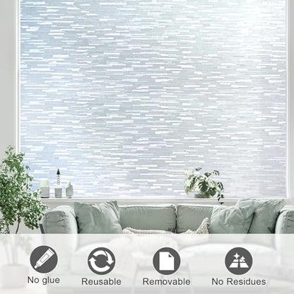 Window Privacy Film, Frosted Glass Window Film with Non-Adhesive UV Blocking Clings Removable Window Stickers Decorative Frosting Vinyl Film for Home Office 23.6 x 78.7 Inches - size: 23.6 x 78.7