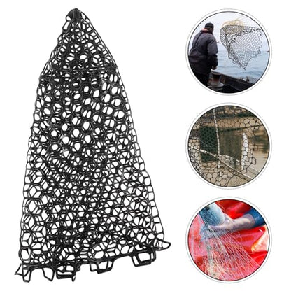 FRCOLOR Silicone Mesh Fishing Net Replacement, Foldable Fish Net Bag Without Handle, Lightweight Black Silicone Fish Netting for Freshwater and Saltwater Fishing