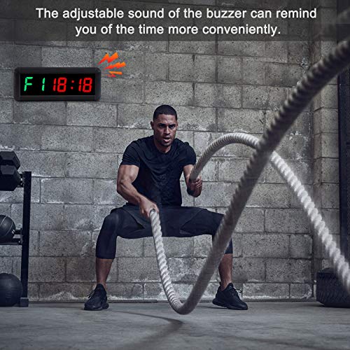 Gym Timer, LED Interval Timer with Remote, Count Down/Up Clock, Stopwatch, Workout Clock for Home Garage Gym Fitness Tabata EMOM 1.5" (Green/Red)
