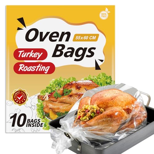 10×Large Oven Bags Turkey Size,Cooking Roasting Bags Large Size(22×24Inch) Meat Roasting Safe for Turkey Meat Fish and Vegetables (10)