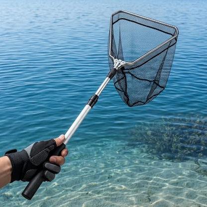 Telescopic Fishing Net with Handle, Collapsible Aluminum Dip Net for Minnows & Bait, Portable Minnow Net for Creek & Beach Fishing, Lightweight Fish Net for Outdoor Use
