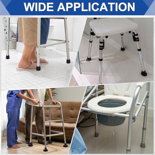 uxcell 4Pcs Replacement Feet for Shower Chair Bath Seat, 1" ID Heavy Duty Non Slip Slope Rubber Suction Cup Feet, Chair Leg Caps for Shower Stools and Transfer Bench, Black