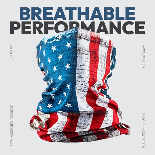 S A Soul of Adventure Single UV Face Shield | UV 30+ Multipurpose Neck Gaiter Balaclava for Adults - color: Whiteout American Flag