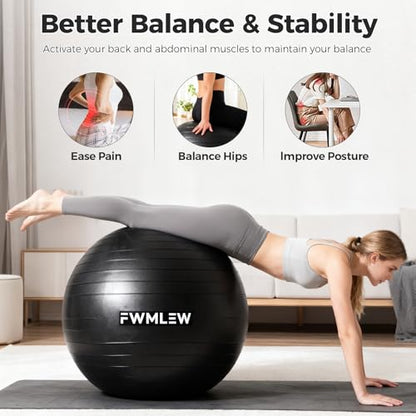Extra Thick Exercise Yoga Ball, 5-Size Anti-Burst Heavy Duty Stability Gym Ball for Fitness, Core Workout, Pregnancy & Office Chair, Includes Quick Pump - size: XL(27-30ines/68-75cm)