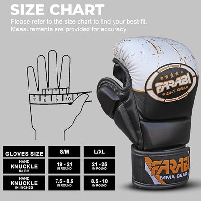 Farabi Sports MMA Gloves with Adjustable Wrist Support Open Palm Sparring Boxing Gloves Ideal for Muay Thai, Cage Fighting, Combat Sports & MMA Training Gloves for Men and Women - size: Large-X-Large