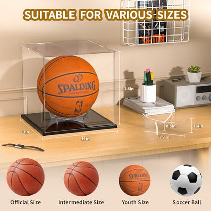 Basketball Display Case, Clear Acrylic Full Size Basketball Case - size: 11 x 11 x 11.4 inches