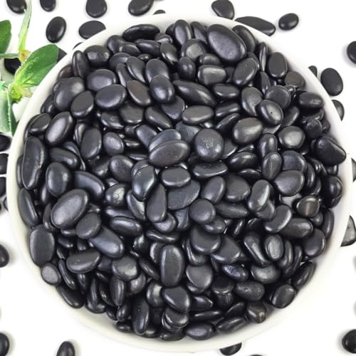 2LB Succulent and Cactus Black Pebbles, 3/8 Inch Natural Decorative Polished Stones, River Rocks for Indoor Plants, Vases, Planters and Outdoor Gardening - color: Black, size: 2 Pounds
