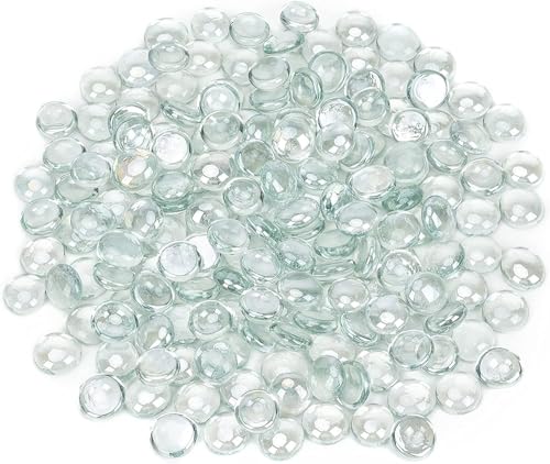 onlyfire Fire Pit Glass Rocks 10 lbs, High Luster Fire Glass Beads 1/2 Inch, Tempered Glass Marbles for Propane/Natural Gas Fire Pit, Fireplace, Multicolor & Blends Available - color: Crystal Ice