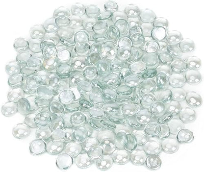 onlyfire Fire Pit Glass Rocks 10 lbs, High Luster Fire Glass Beads 1/2 Inch, Tempered Glass Marbles for Propane/Natural Gas Fire Pit, Fireplace, Multicolor & Blends Available - color: Crystal Ice