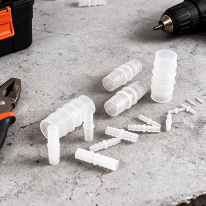 Plastic Hose Barb Fitting, 1/4" x 1/4" Barbed Splicer Mender Joint Adapter Union Fitting (Pack of 5) - size: 1/4 inch