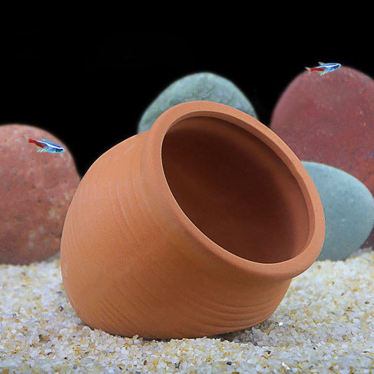 Betta Fish Tank Accessories Decor Hideaway Landscape Ceramic Jar Ornament Aquarium Decorations Shrimp Shelter Cave Hideout for Amano Cichlid Bonsai to Spawn (Large) - color: Brown,large