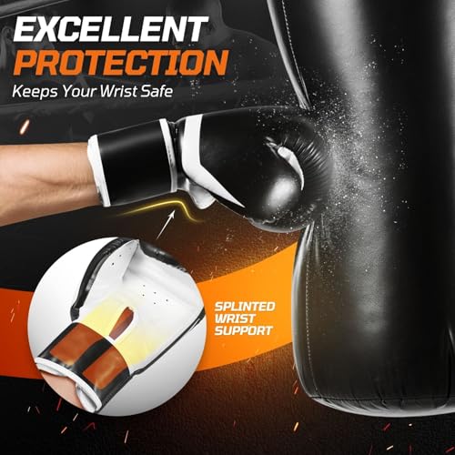 Flexzion Boxing Sparring Training Gloves Pro Muay Thai Kickboxing Heavy Bag Punching Mitts Wrist Wrap Full Contact Combat Sport Protective Hand Gear Martial Art Supply for Women & Teens, 10Oz - color: Black