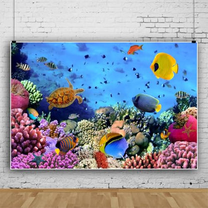 5x3ft Tropical Undersea Backdrop for Photography Under The Water Tropical Sea Coral Fish Sealife Background for Mermaid Theme Birthday Party Supplies Aquarium Decor Photo Shoot Props