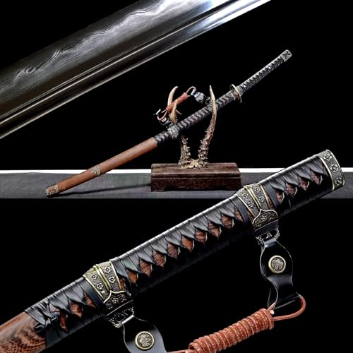 41'' Clay Tempered Folded Steel Tachi Sharp Japanese Samurai Katana Sword Rosewood Scabbard
