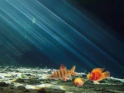 36X20 Inches Fish Tank Aquarium Background, 3D Black Sunshine Underwater World Background Decor, Undersea Theme Durable Polyester Background with 8 EVA Double-Sided Tapes - size: 36X20in/90X50cm
