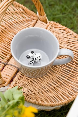 DIHOclub Zebra Coffee Cup Ceramic 3D Wild Animal Inside Mug,Cute Cartoon Handmade Figurine Mugs,Holiday and Birthday Gift for Coffee Milk Tea Lovers,12 OZ(White Zebra) - color: White Zebra