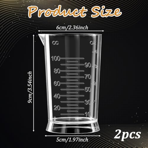 2Pcs Measuring Cup, 4 oz (100ml) Hair Dye Measuring Cups, Clear Plastic Graduated Beakers with Easy-Read Scale for Salon & Home DIY Coloring