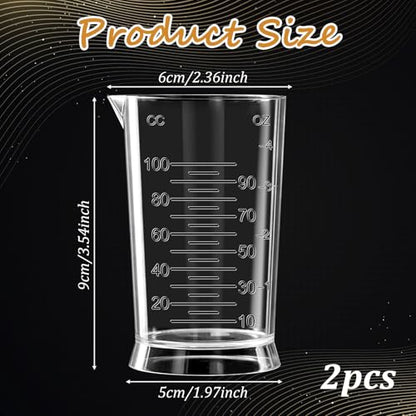 2Pcs Measuring Cup, 4 oz (100ml) Hair Dye Measuring Cups, Clear Plastic Graduated Beakers with Easy-Read Scale for Salon & Home DIY Coloring