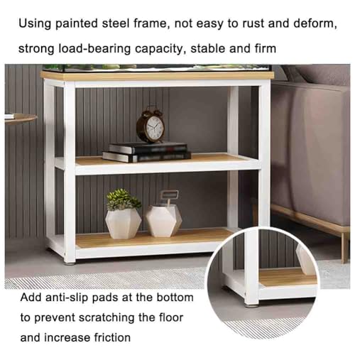 Heavy Duty Metal Aquarium Stand with 3-Tier Storage Shelves, Stylish White Frame for Home & Office, 60x30x70 cm, Durable & Functional Fish Tank Organizer