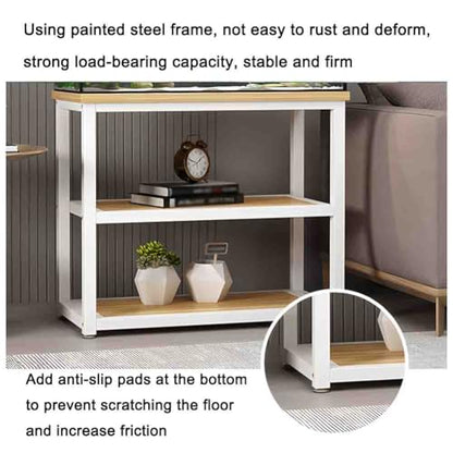 Heavy Duty Metal Aquarium Stand with 3-Tier Storage Shelves, Stylish White Frame for Home & Office, 60x30x70 cm, Durable & Functional Fish Tank Organizer