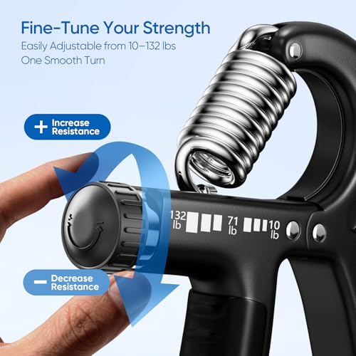 FitBeast Grip Strength Trainer 2 Pack – Adjustable Hand Grip Strengthener for Strength Training & Rehabilitation, 10-132 lbs Resistance Forearm Strengthener, Ideal for Athletes, Rehab, Office - color: Black