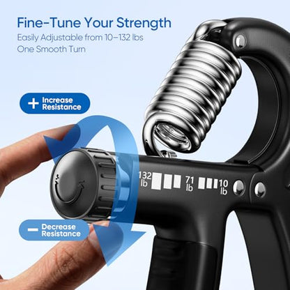 FitBeast Grip Strength Trainer 2 Pack – Adjustable Hand Grip Strengthener for Strength Training & Rehabilitation, 10-132 lbs Resistance Forearm Strengthener, Ideal for Athletes, Rehab, Office - color: Black