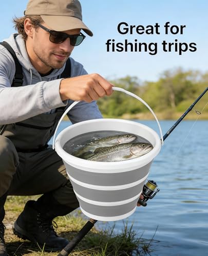 Collapsible Bucket, 2.6 Gallon (10L) Portable Water Pail, Foldable Design with Handle, for Garden, Car Wash, Camping