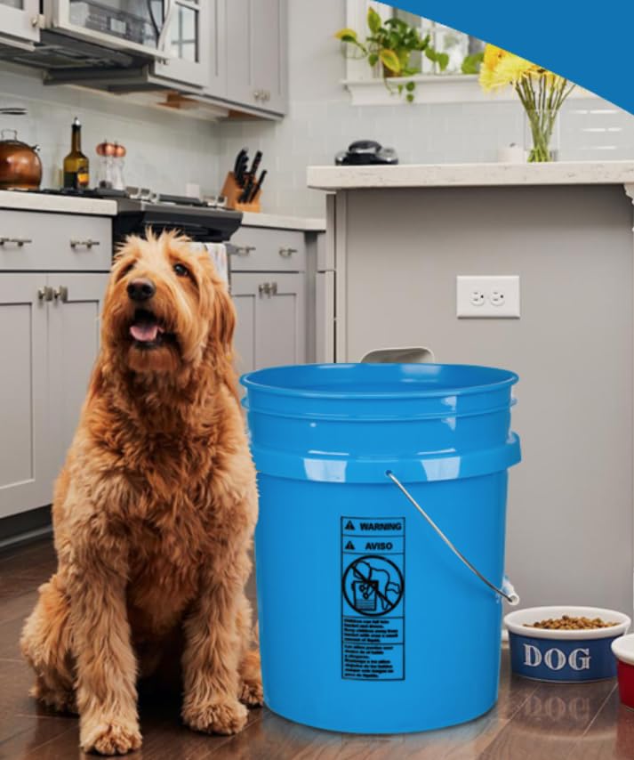 5 Gallon Bucket Pail with Air Tight White Screw on Lid - Food Grade-BPA Free - (Pack of 2) - Made in USA Buckets