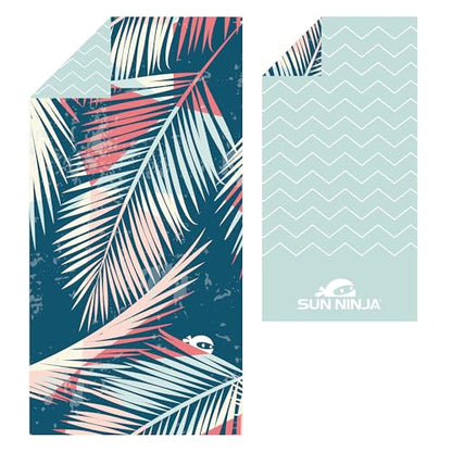 SUN NINJA Microfiber Beach Towel, Sand Free Quick Dry, 63x32in, Palm Trees - color: Palm Trees
