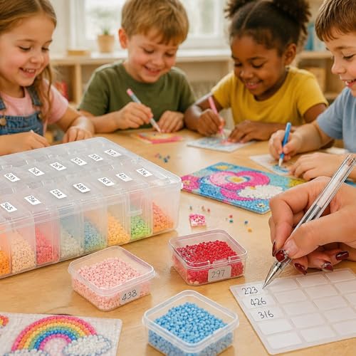 Bead Organizer Box, 30Pcs Small Plastic Boxes Rhinestone Organizer Bead Containers Nail Organizers and Storage Clear Dimond Storage with Hinged Lid and Stackable(2.17'*2.17'*0.79)