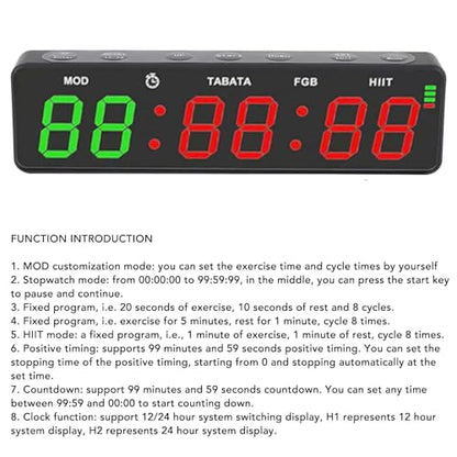 Portable Gym Timer Clock Magnetic Rechargeable Workout Interval Fitness Digital Timer with Stopwatch for Home Garage Boxing
