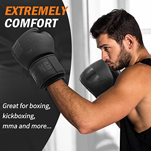 Boxing Gloves for Men Women Adults - color: Black, size: 12oz
