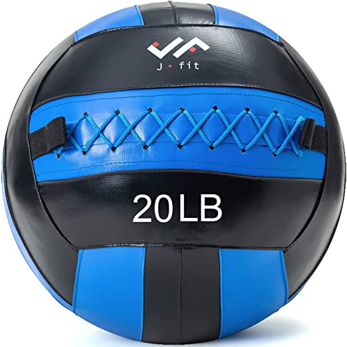 JFit Wall Ball – Premium Soft Weighted Exercise Ball for Strength, Conditioning, Gym & Home Workouts, 4-30 LB - color: Blue/Black, style: 20-Pound