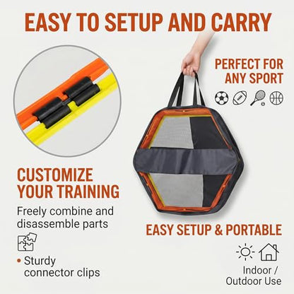 Japard Hex Agility Rings for Speed Training & Agility Footwork Training Speed Hurdles Ladder with Carrying Bag